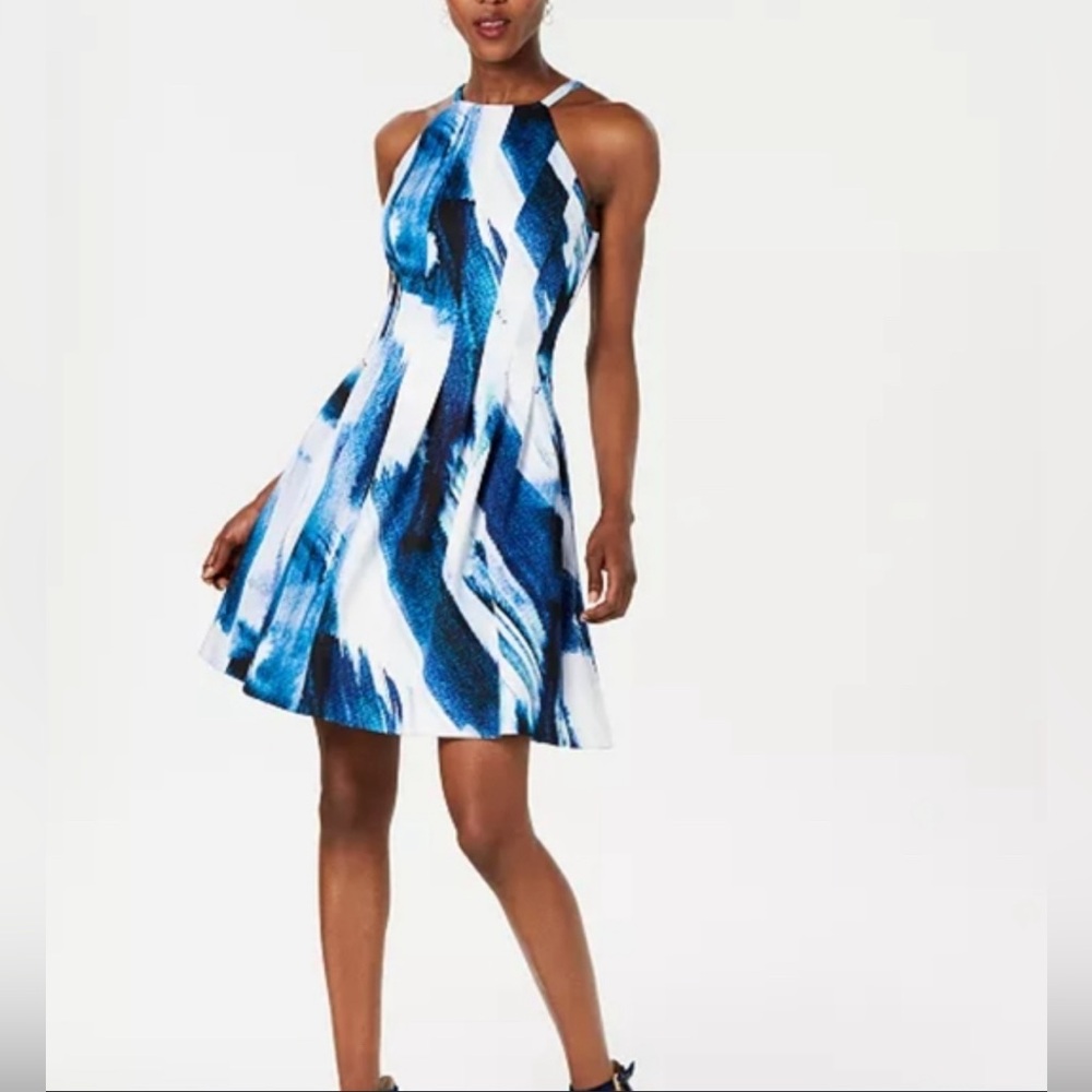 Vince Camuto Halter Scuba Fit & Flare Dress